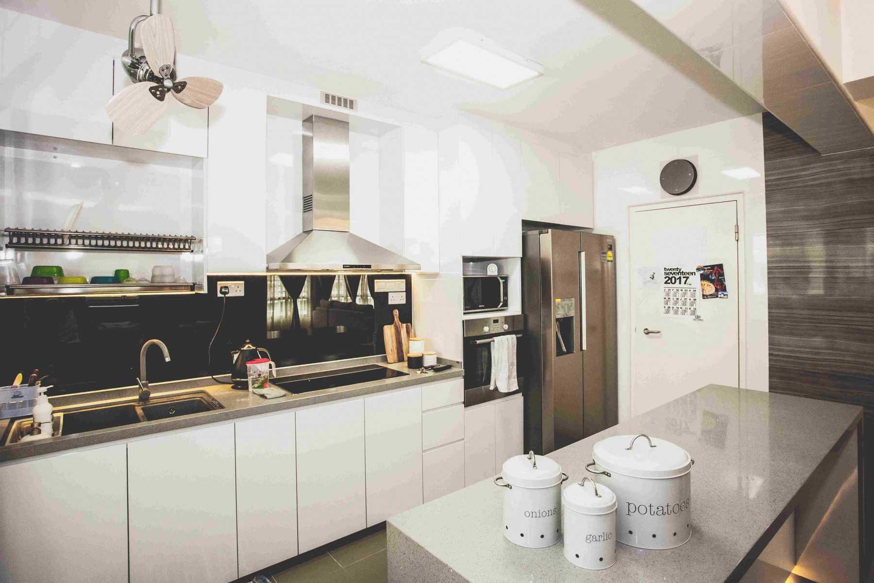 Country Kitchen with Kitchen Island and Propeller Fan