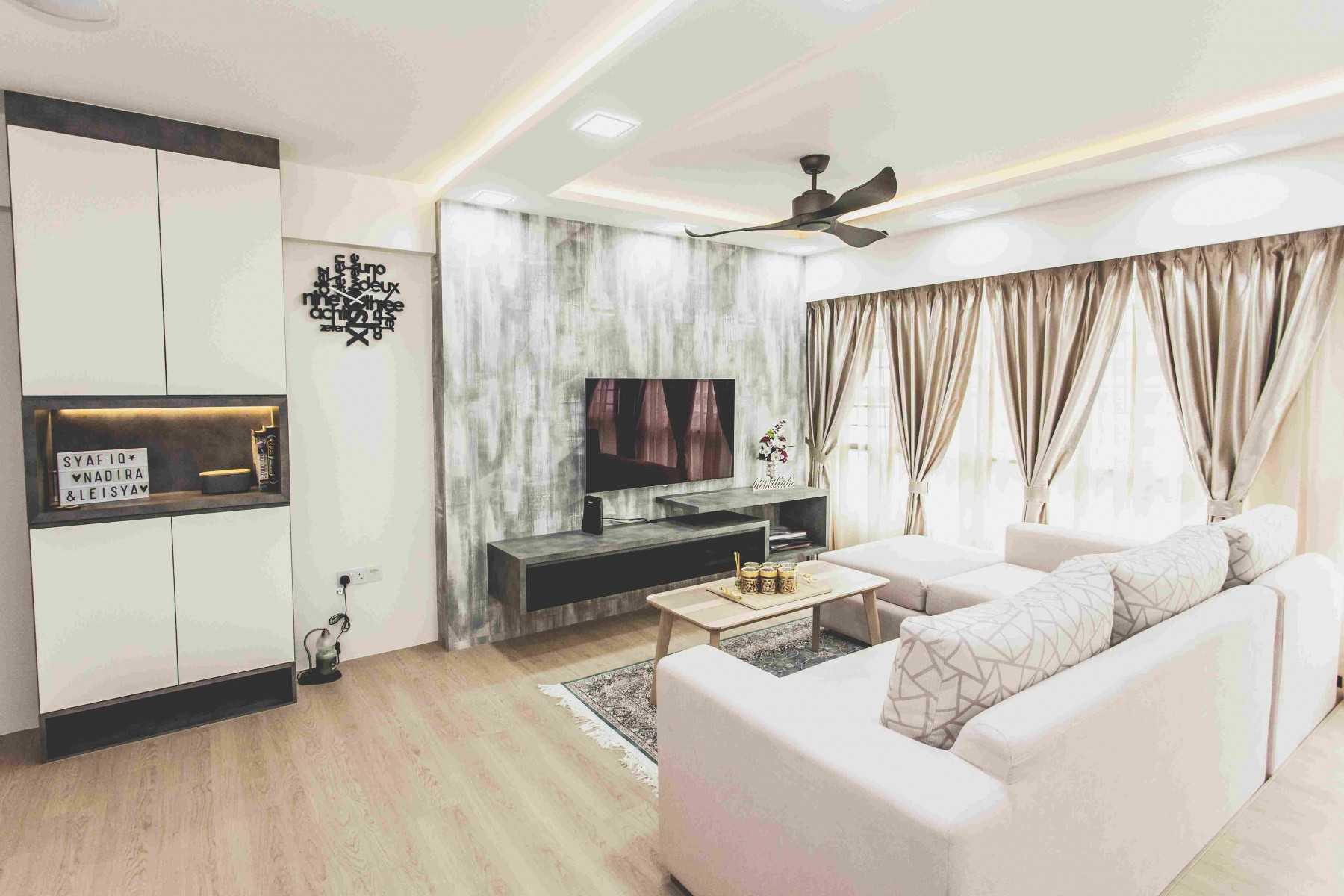 Country Living Room with Vinyl Flooring and TV Console