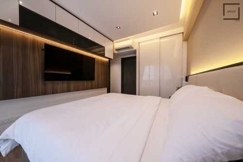 Contemporary Bedroom at LAKE GRANDE CONDO