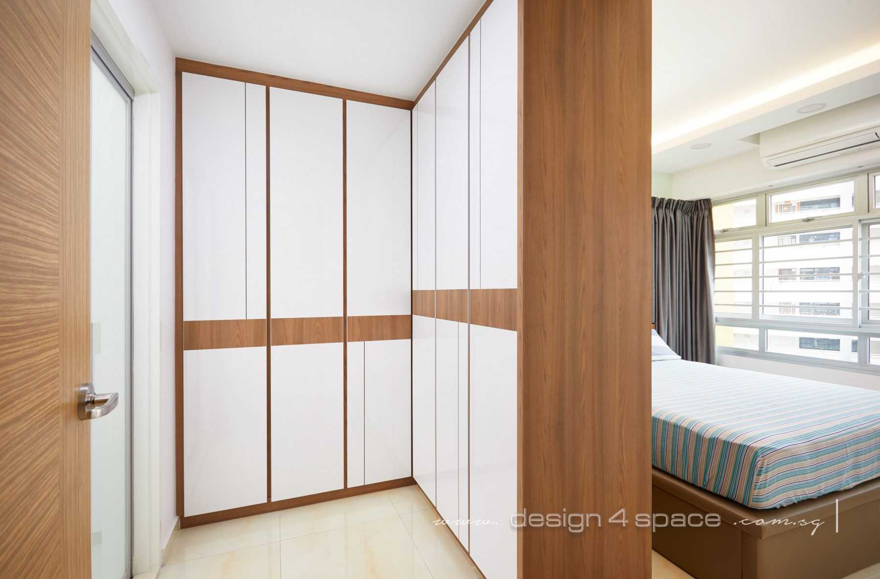 Contemporary Bedroom with Wood Flooring and Wardrobe