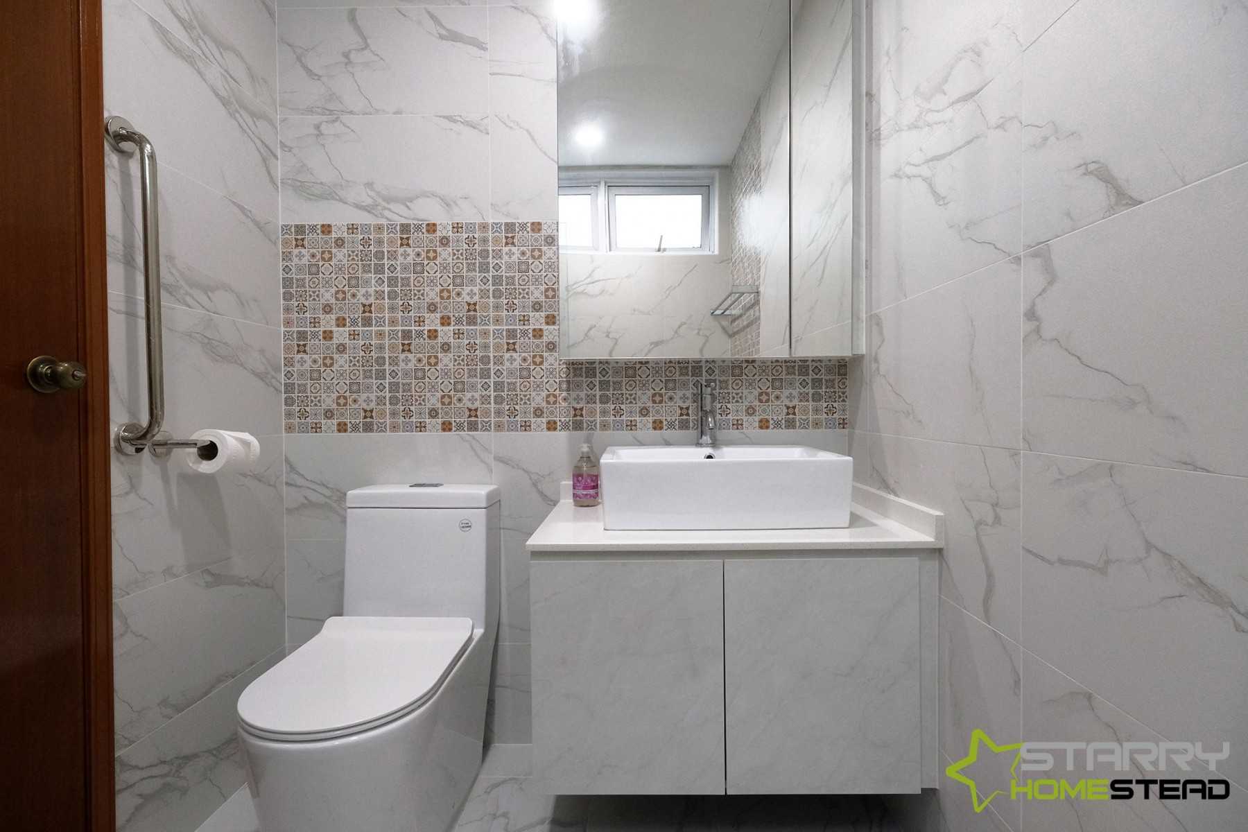 Modern Bathroom with Mirror and Vanity Counter