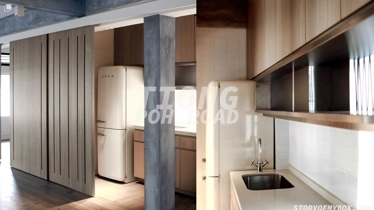Minimalist Kitchen with Countertop and Wood Flooring