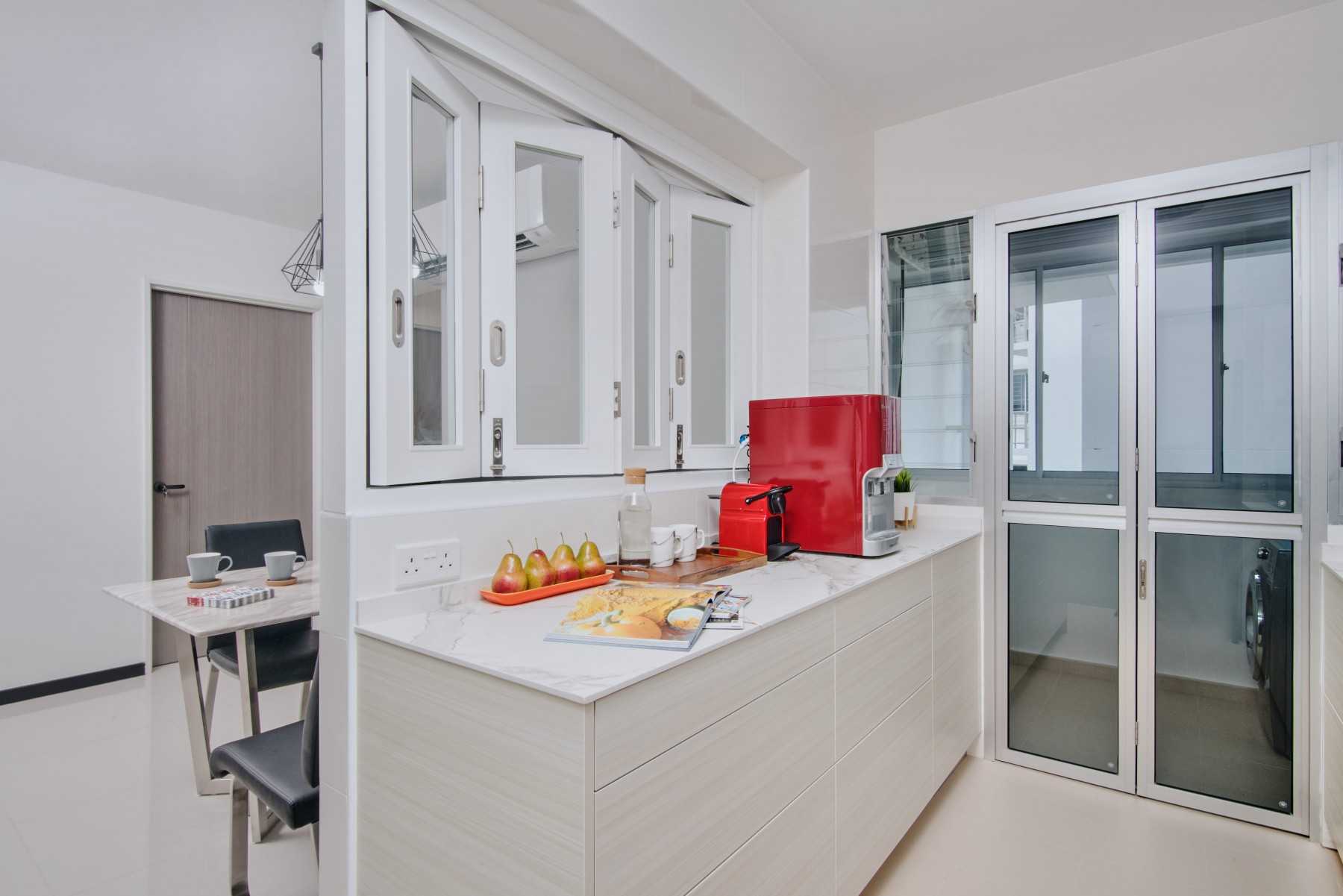 Contemporary Kitchen with Countertop and Kitchen Window