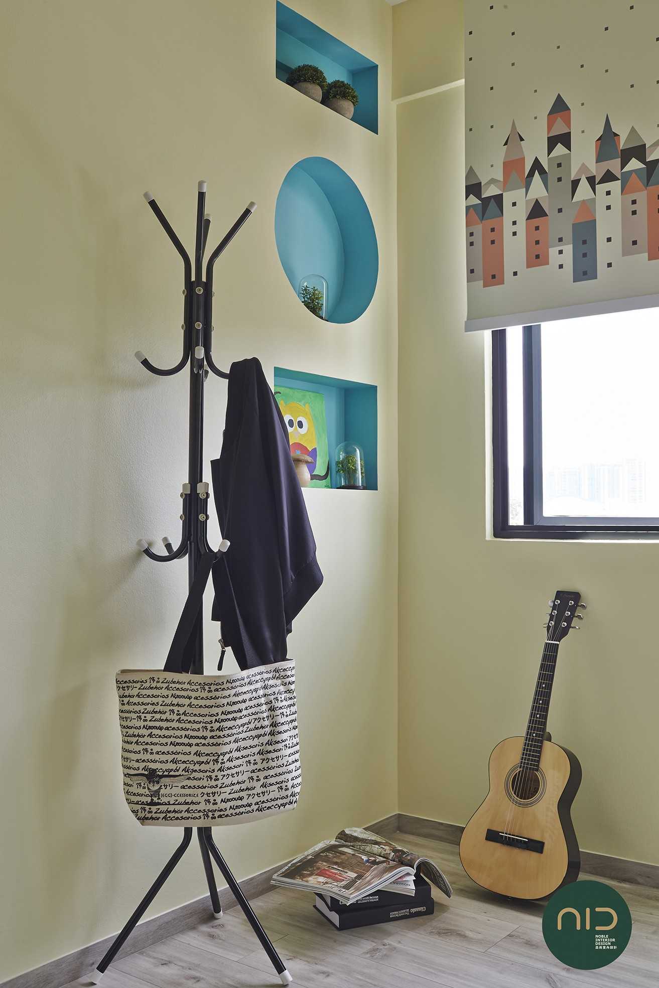Scandinavian Kids Room with Vinyl Flooring and Roller Blinds