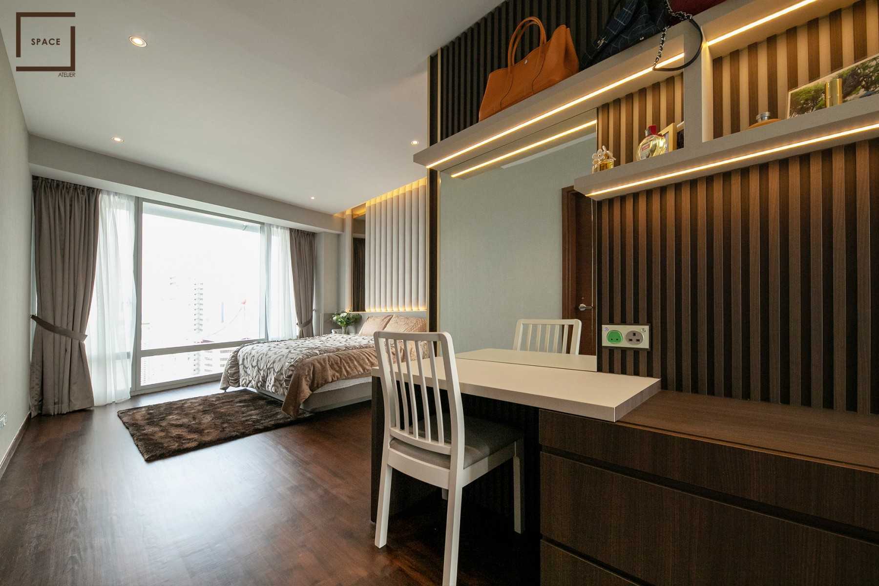 Modern Bedroom with Parquet Floor and Wardrobe