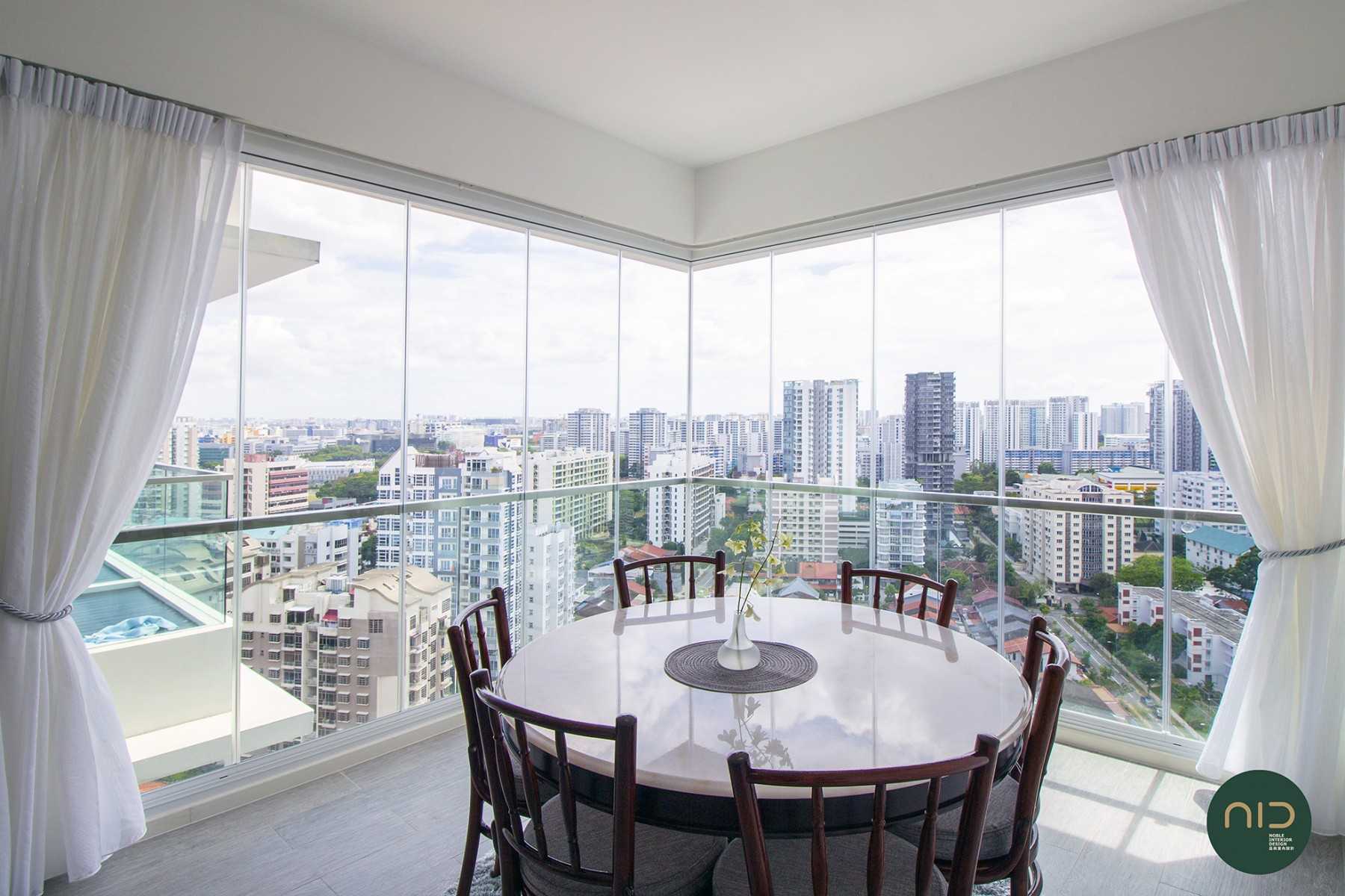Modern Balcony with Dining Table and Dining Chairs