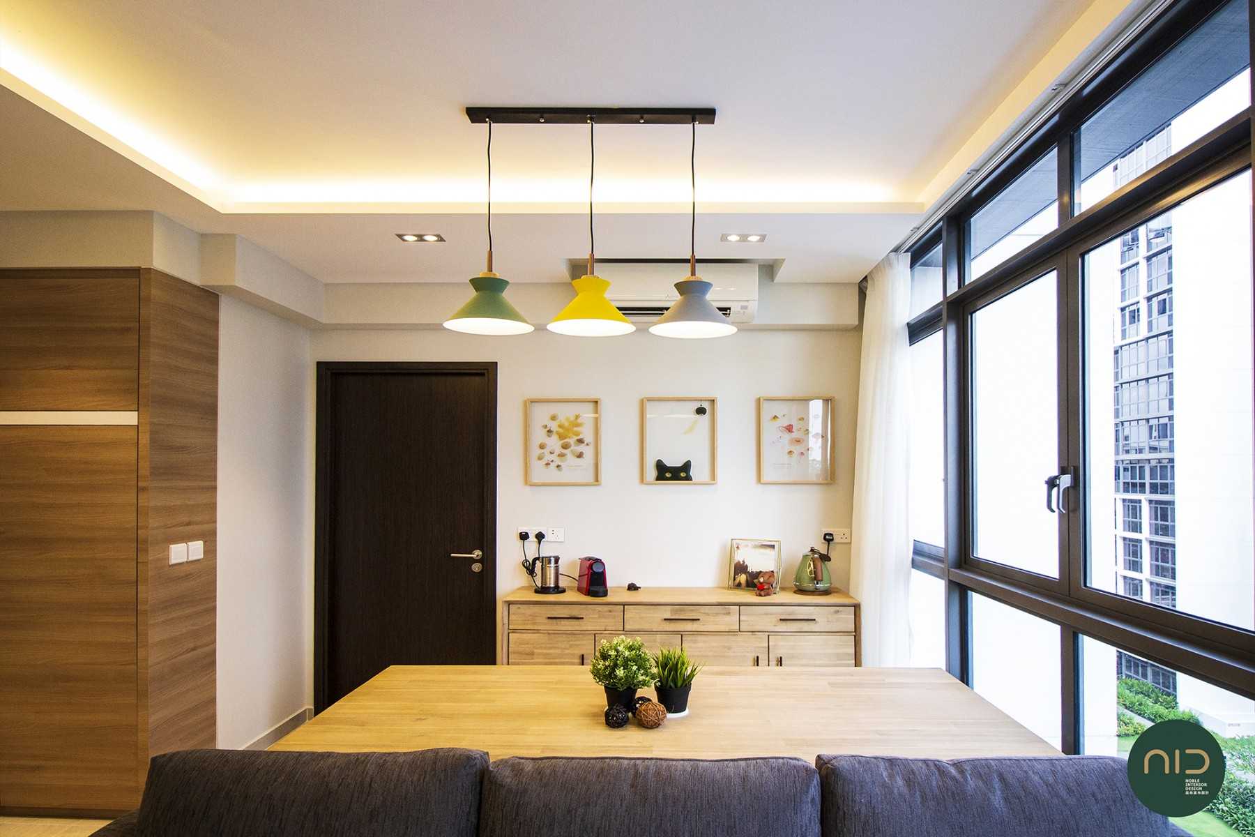 Modern Dining Room with Cove Lighting and Curtain