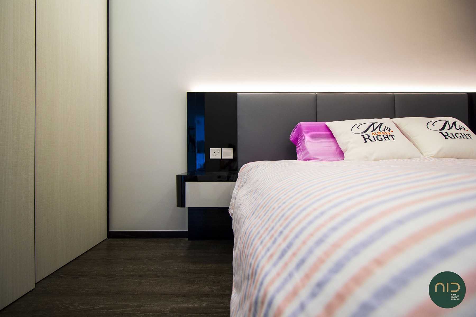 Modern Bedroom with Vinyl Flooring and Cove Lighting