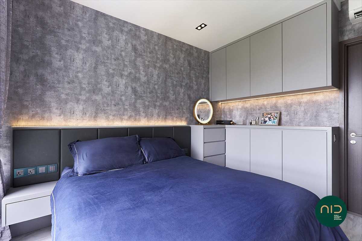 Modern Bedroom with Wallpaper and Downlights