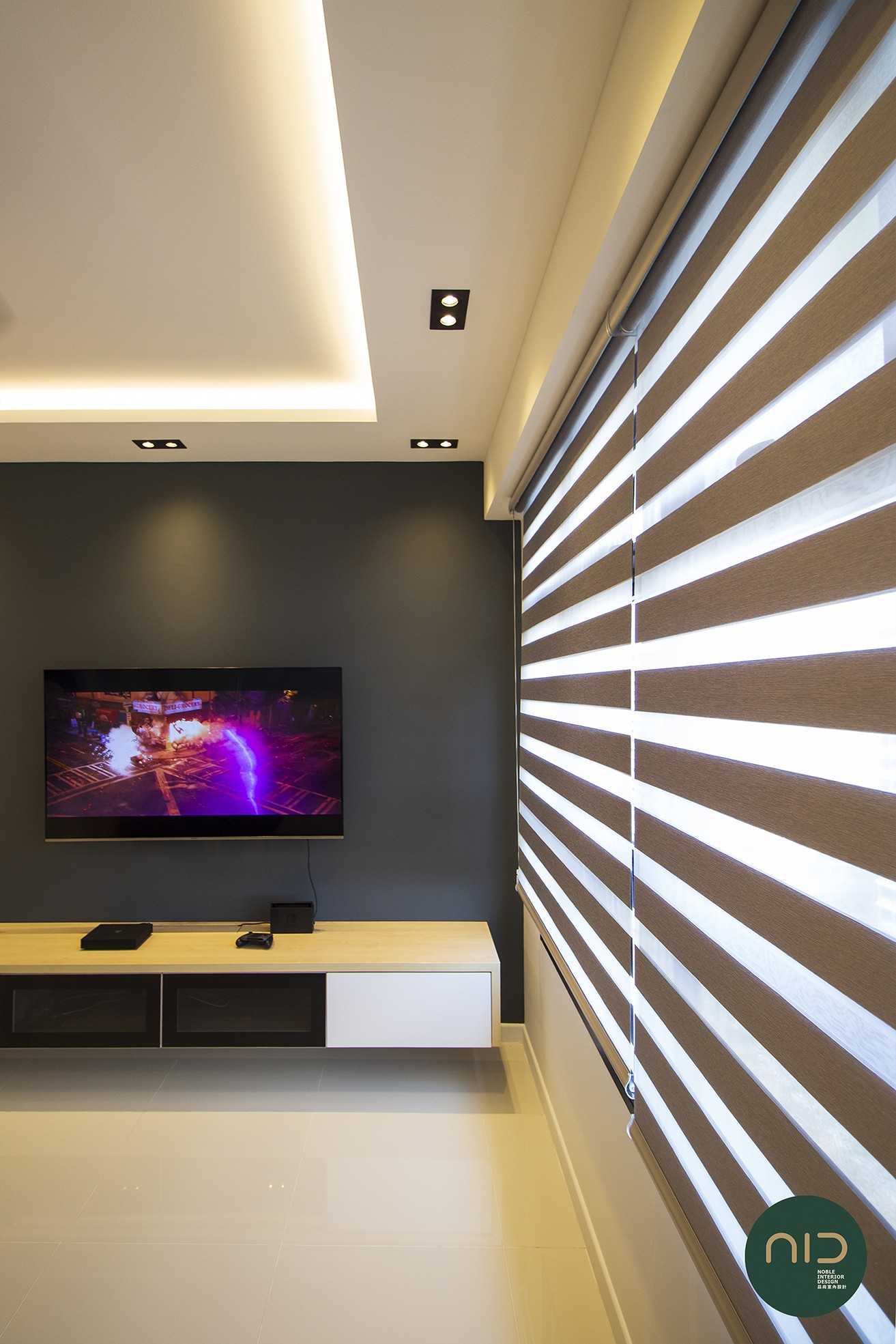 Scandinavian Living Room with TV Console and Cove Lighting
