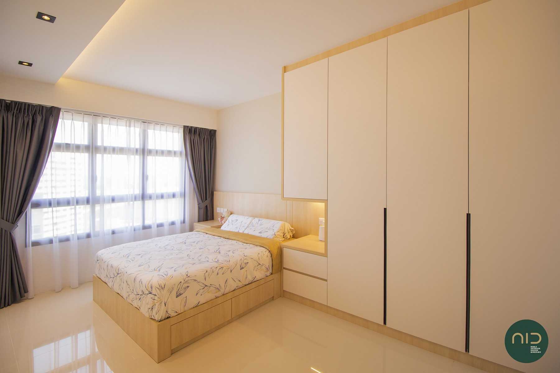 Scandinavian Bedroom with Homogeneous Tiles and Wardrobe