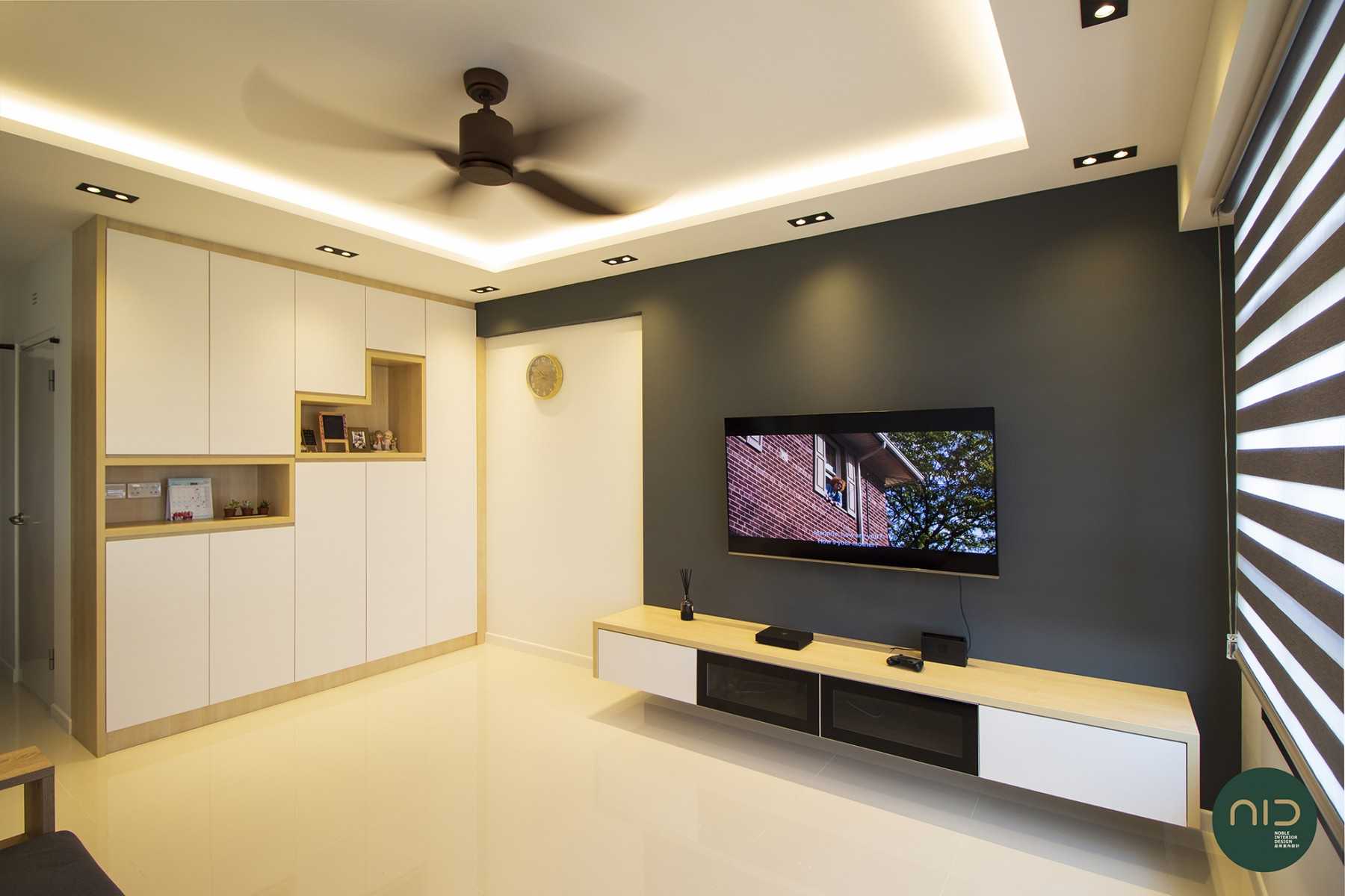 Scandinavian Living Room with TV Console and Cove Lighting