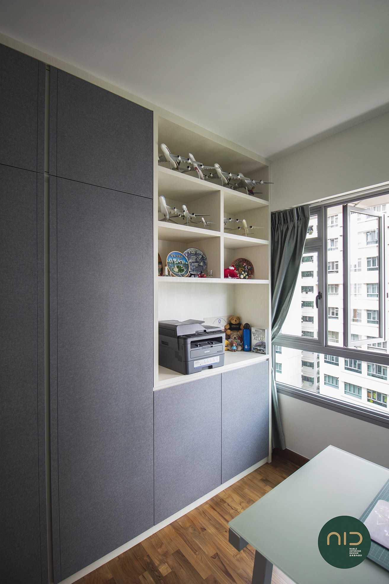 Modern Study with Bookshelf and Parquet Floor