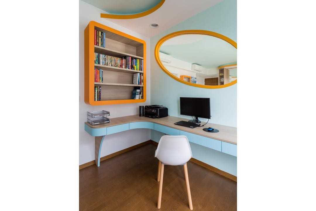 Eclectic Study with Mirror and Wall Shelves
