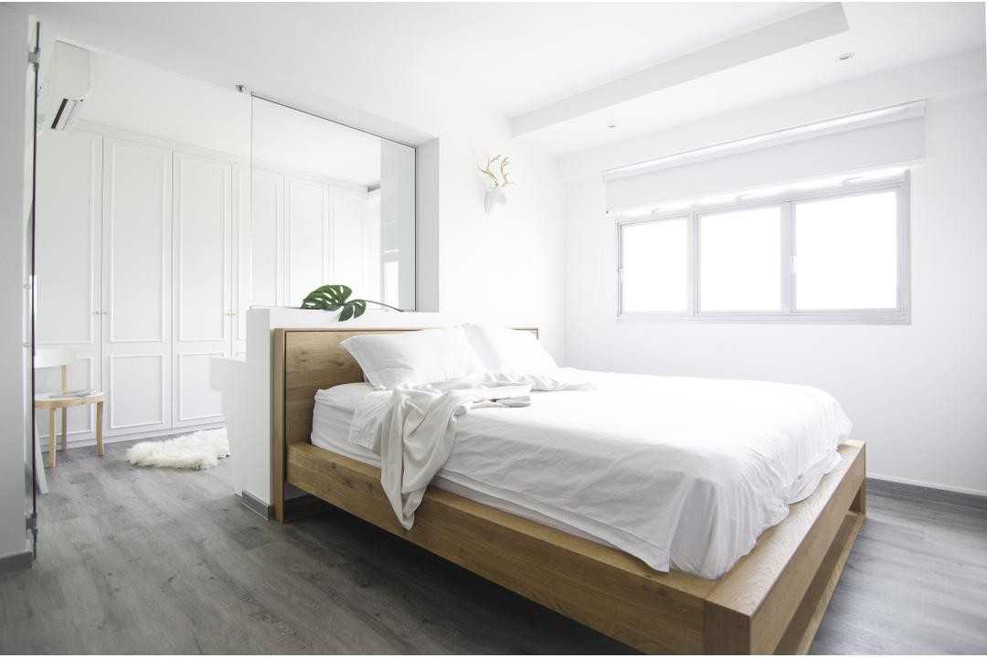 Eclectic Bedroom with Vinyl Flooring and Wardrobe