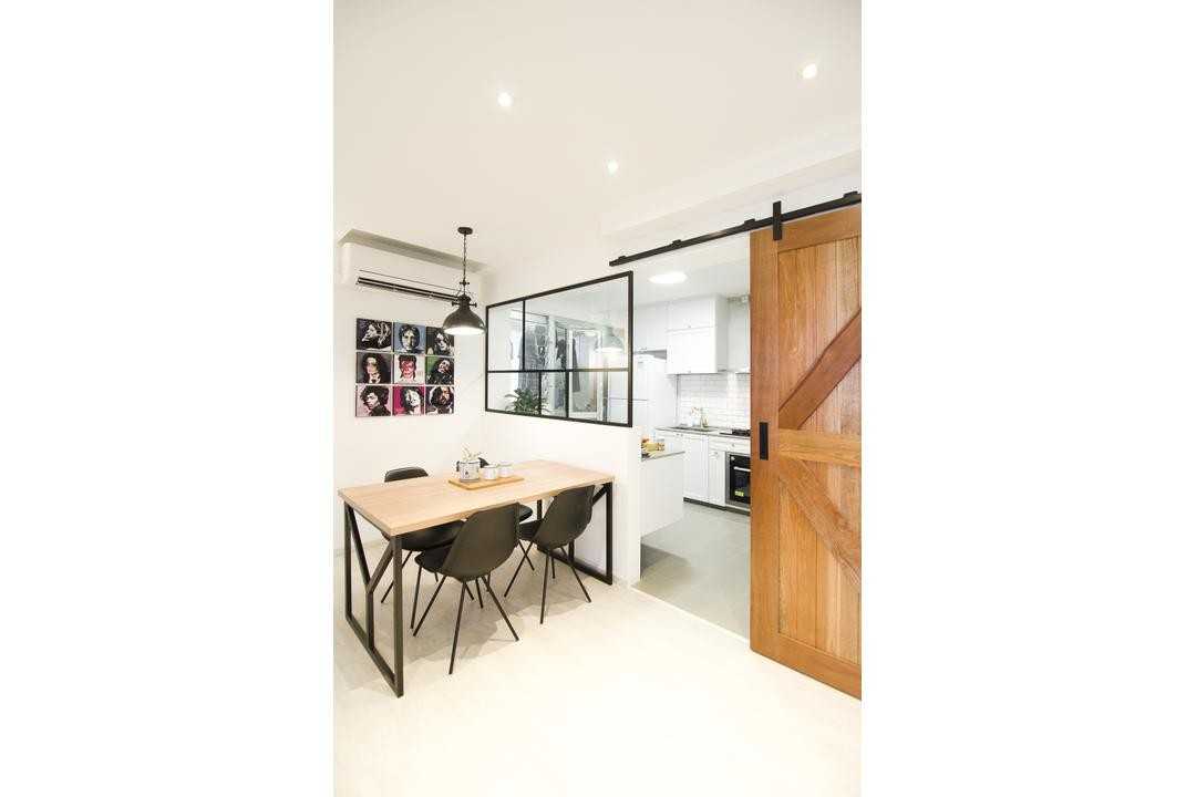Eclectic Dining Room with Artwork and Dining Table