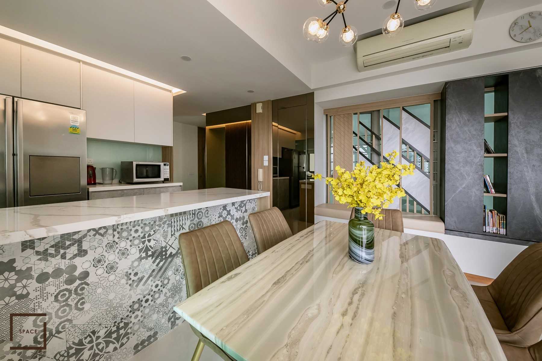 Contemporary Dining Room with Ceiling Light and Lighting