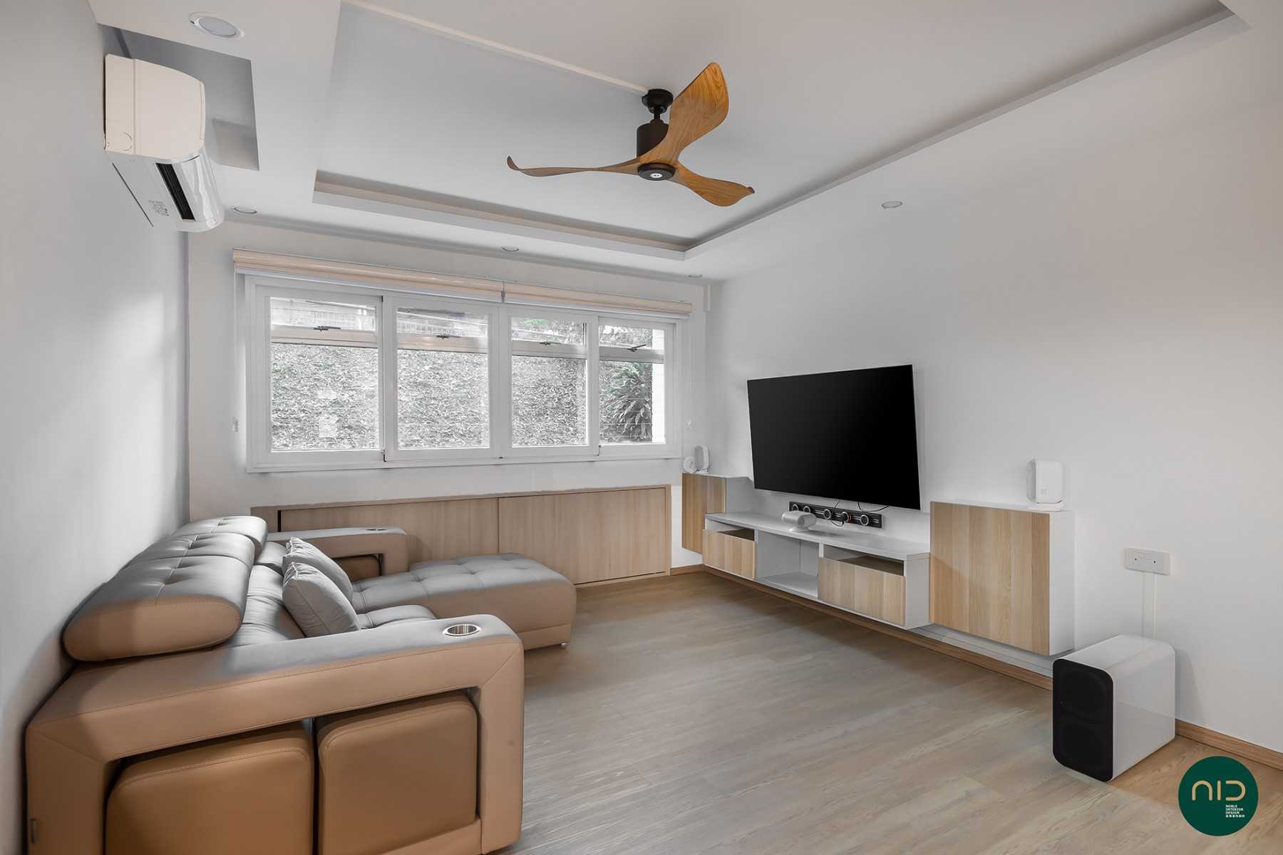 Modern Living Room with Vinyl Flooring and Downlights