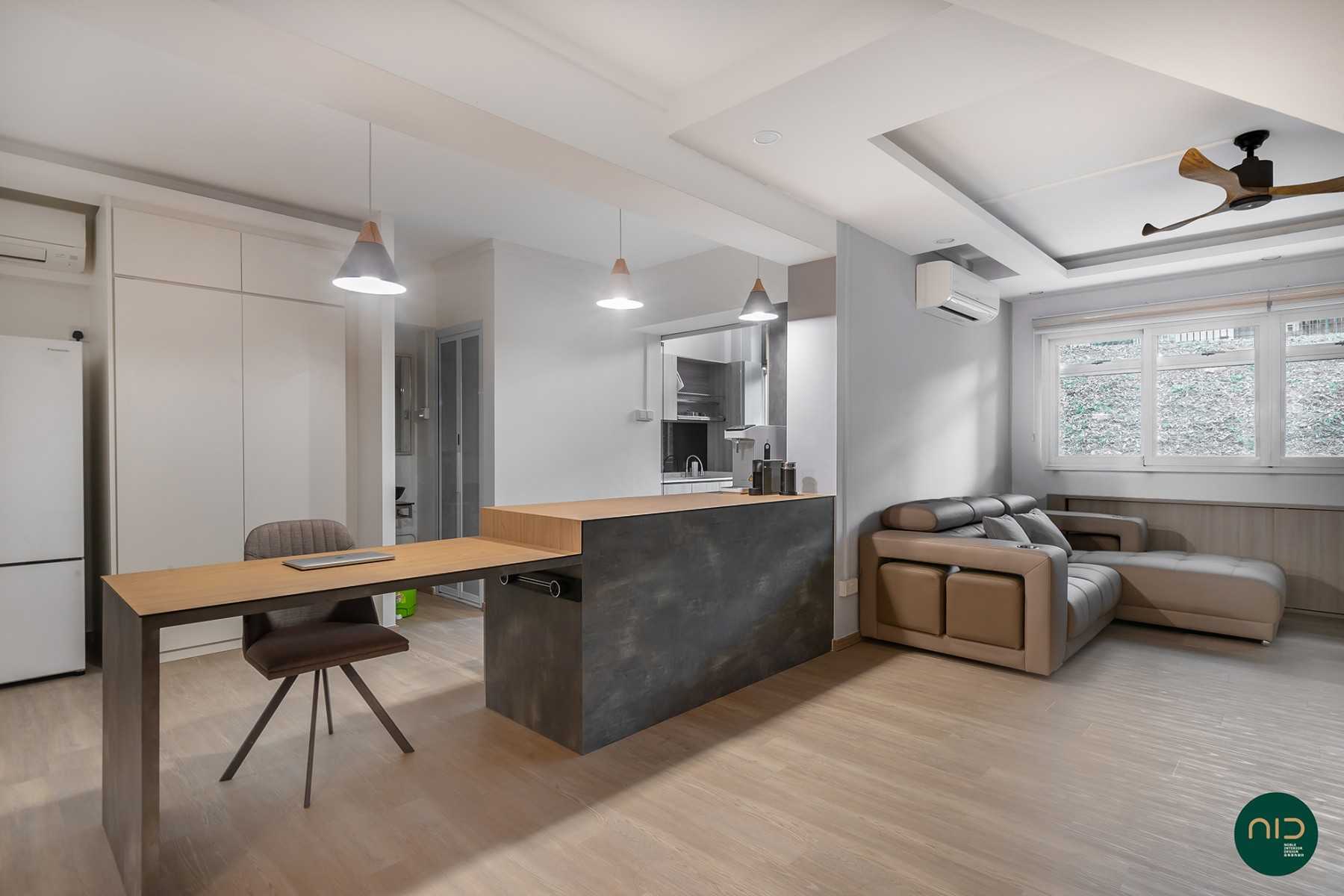 Modern Dining Room with Vinyl Flooring and Downlights
