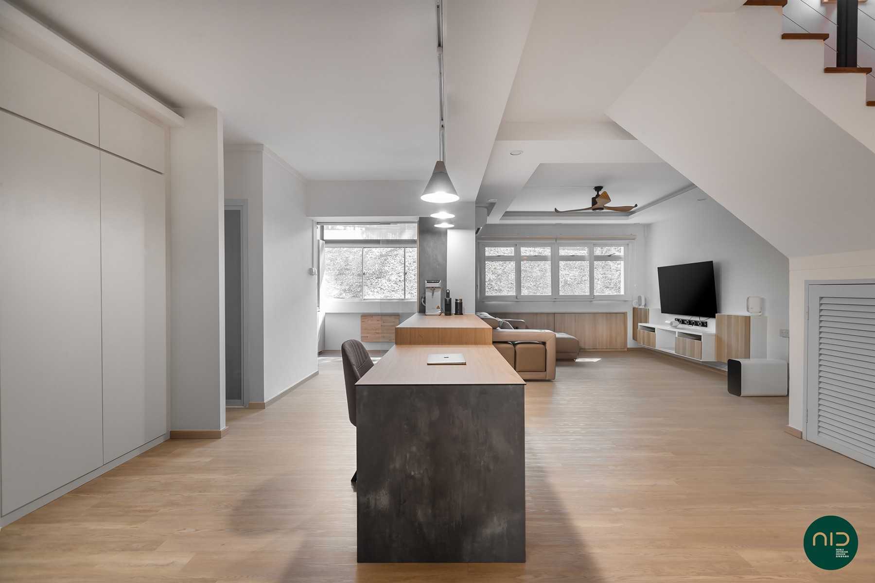 Modern Dining Room with Vinyl Flooring and Downlights