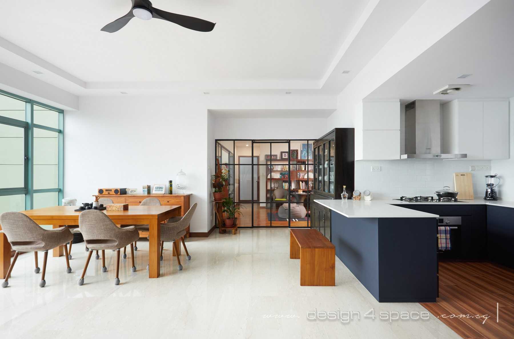 Contemporary Kitchen with Wood Flooring and Kitchen Window