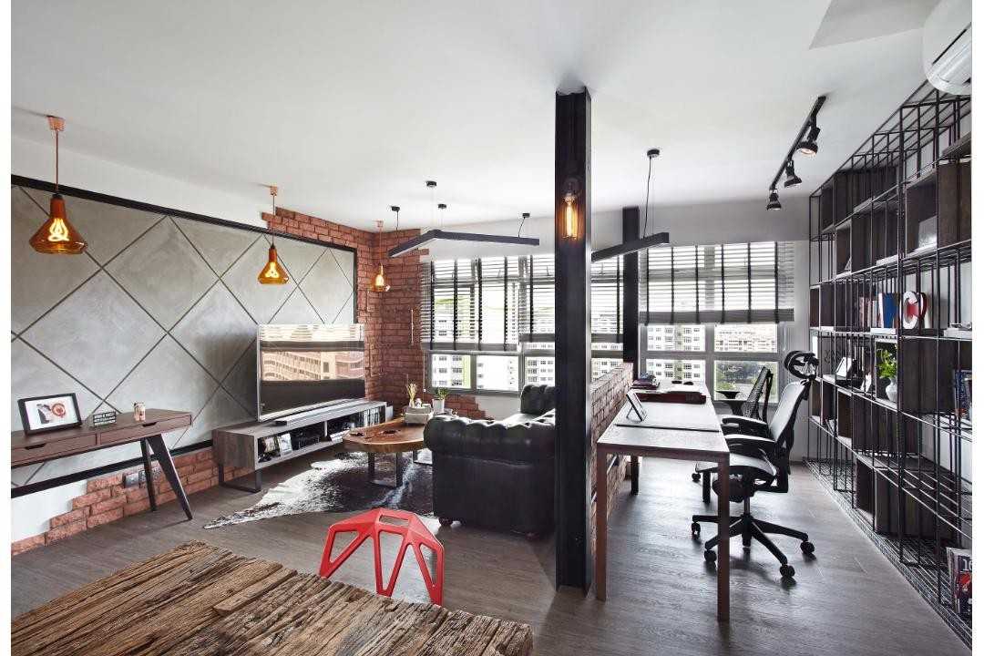 Industrial Studio with Desk and Desk Chairs