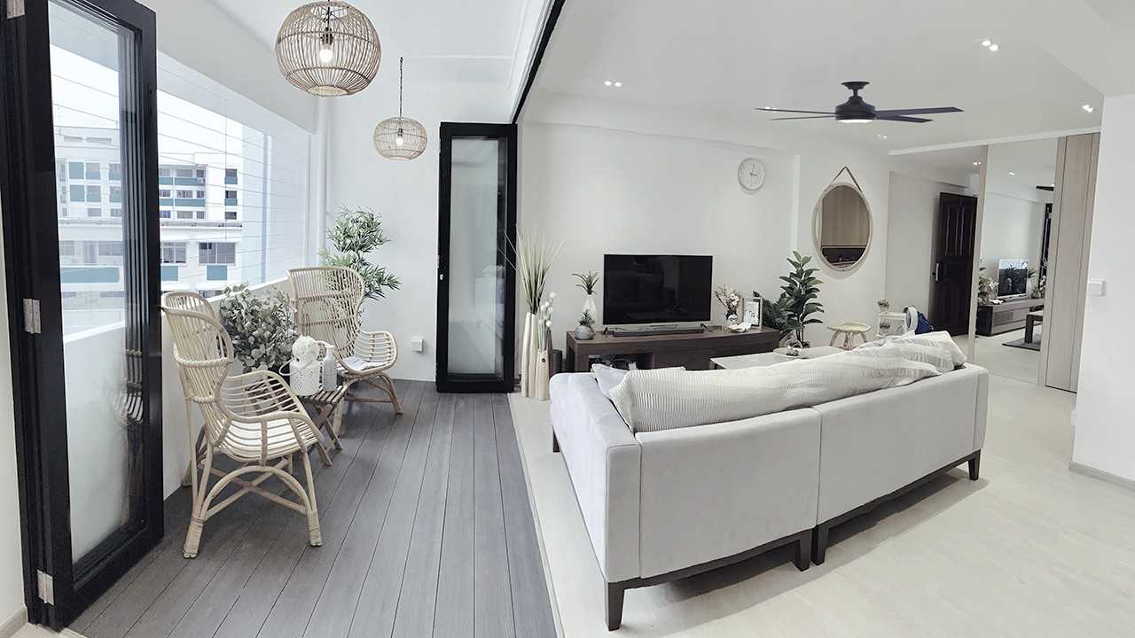 Transitional Living Room with Vinyl Flooring and TV Console