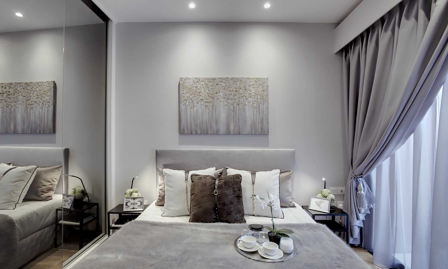 Transitional Bedroom with Vinyl Flooring and Mirror