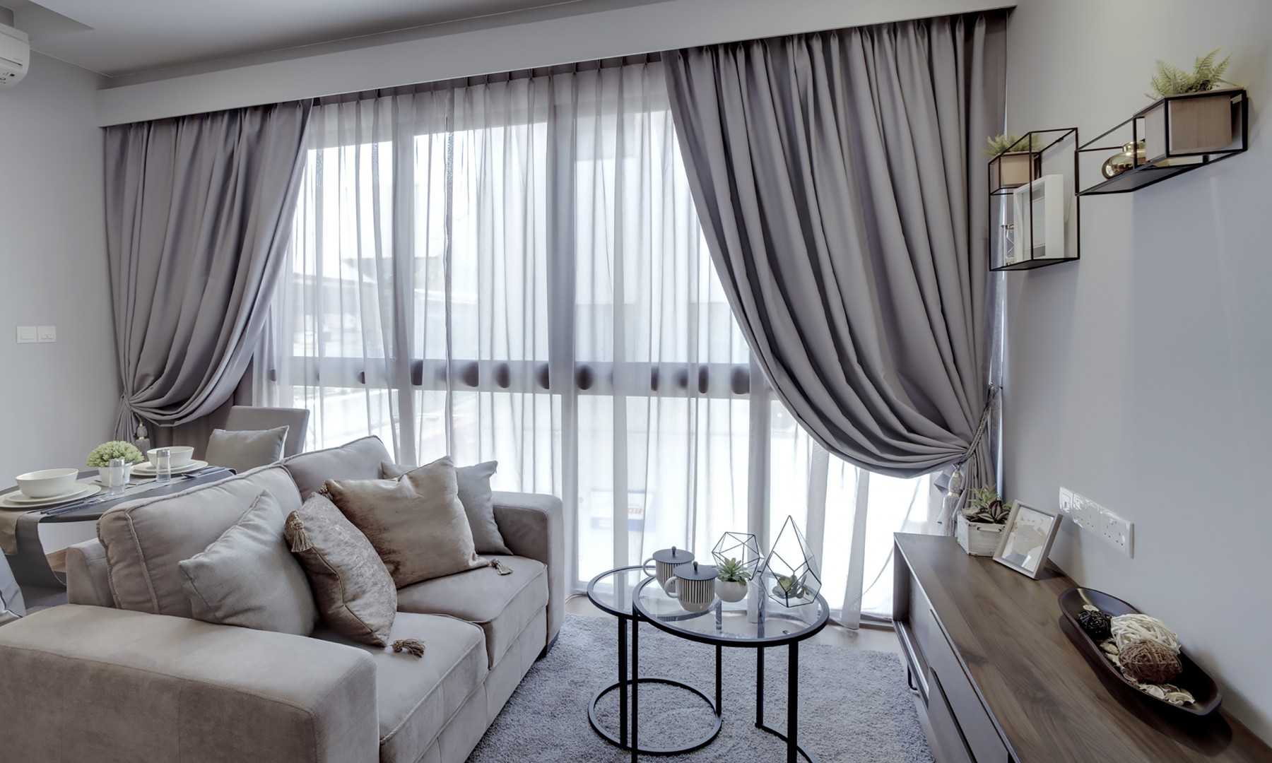 Transitional Living Room with TV Console and Sofa