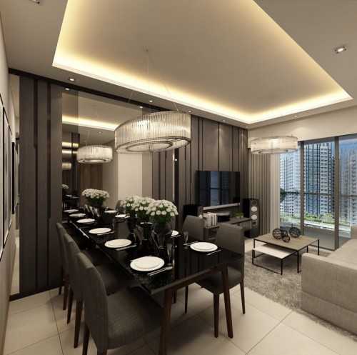 Modern Living Room at Sea Horizon