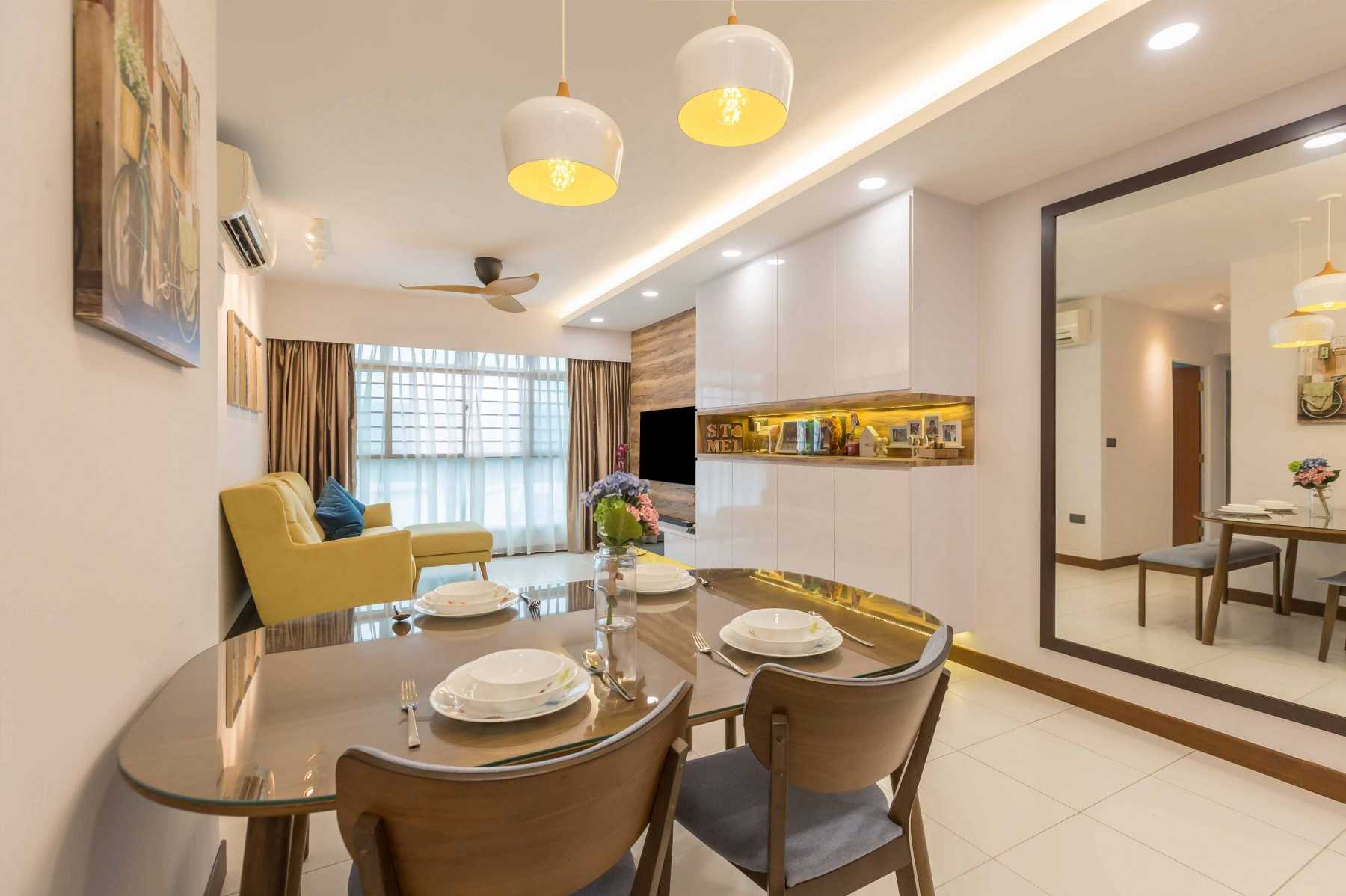 Scandinavian Dining Room with Drop Ceiling and Dining Chairs
