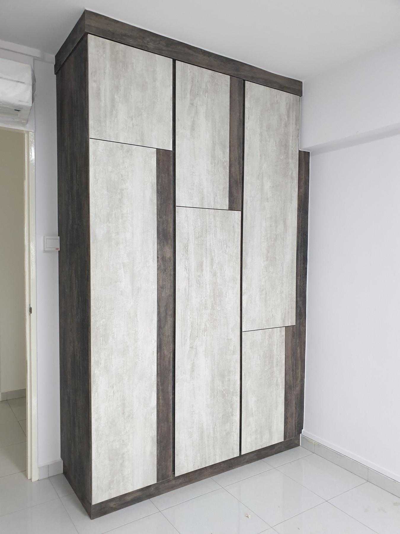 Contemporary Bedroom with Homogeneous Tiles and Wardrobe