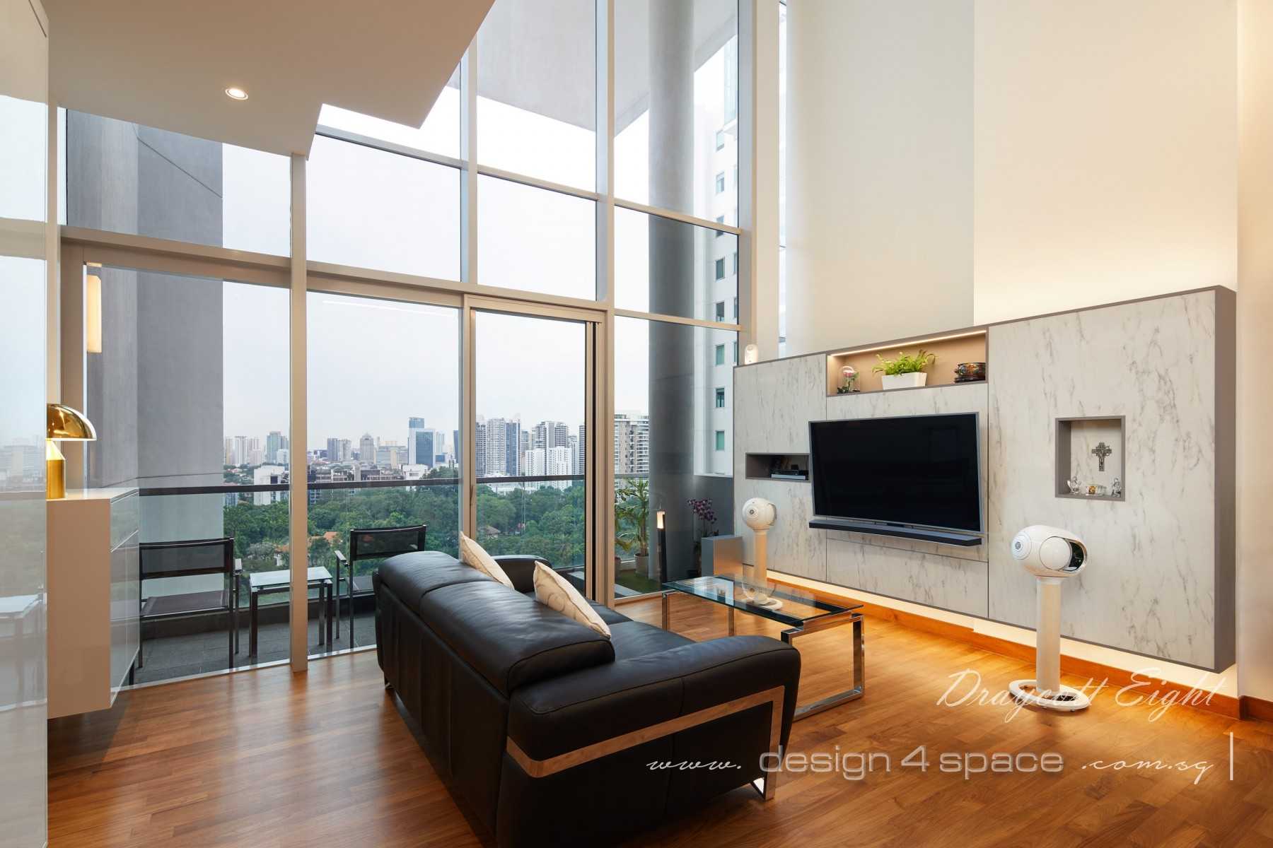 Contemporary Living Room with TV Console and Feature Wall