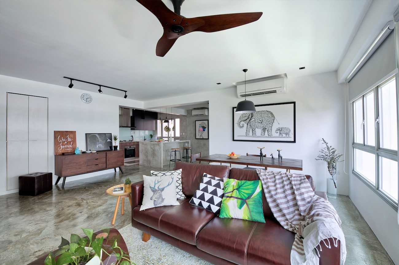 Industrial Living Room with Sofa and Sideboard
