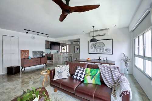 Industrial Living Room at Anchorvale Crescent
