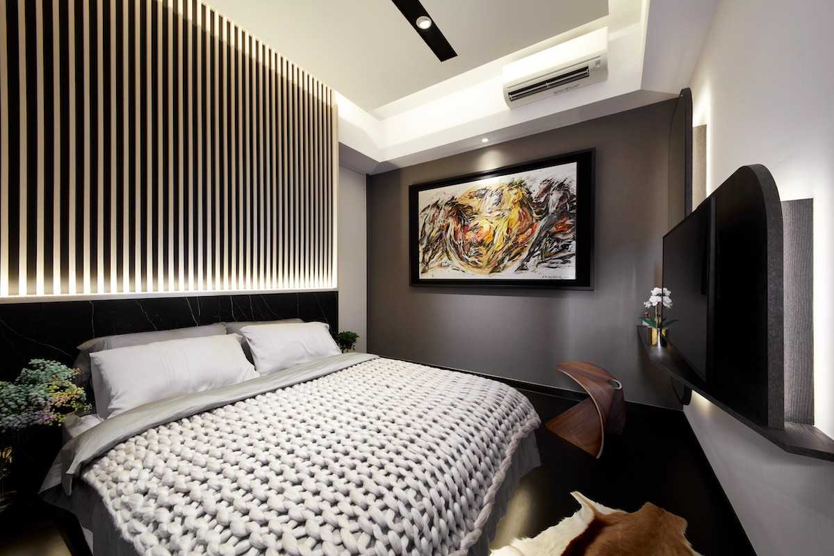 Modern Bedroom with Paintings and Queen Bed