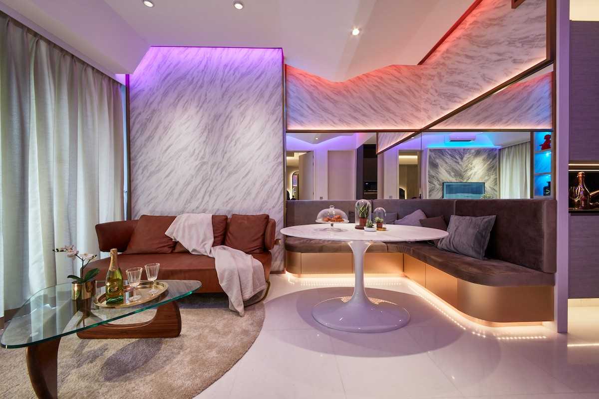 Modern Living Room with Sofa and Dining Table