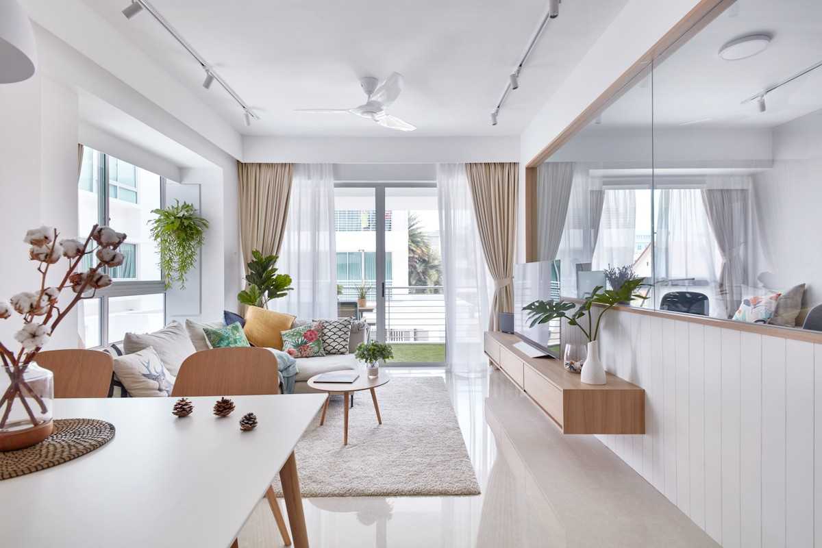 Contemporary Living Room with TV Console and Sofa