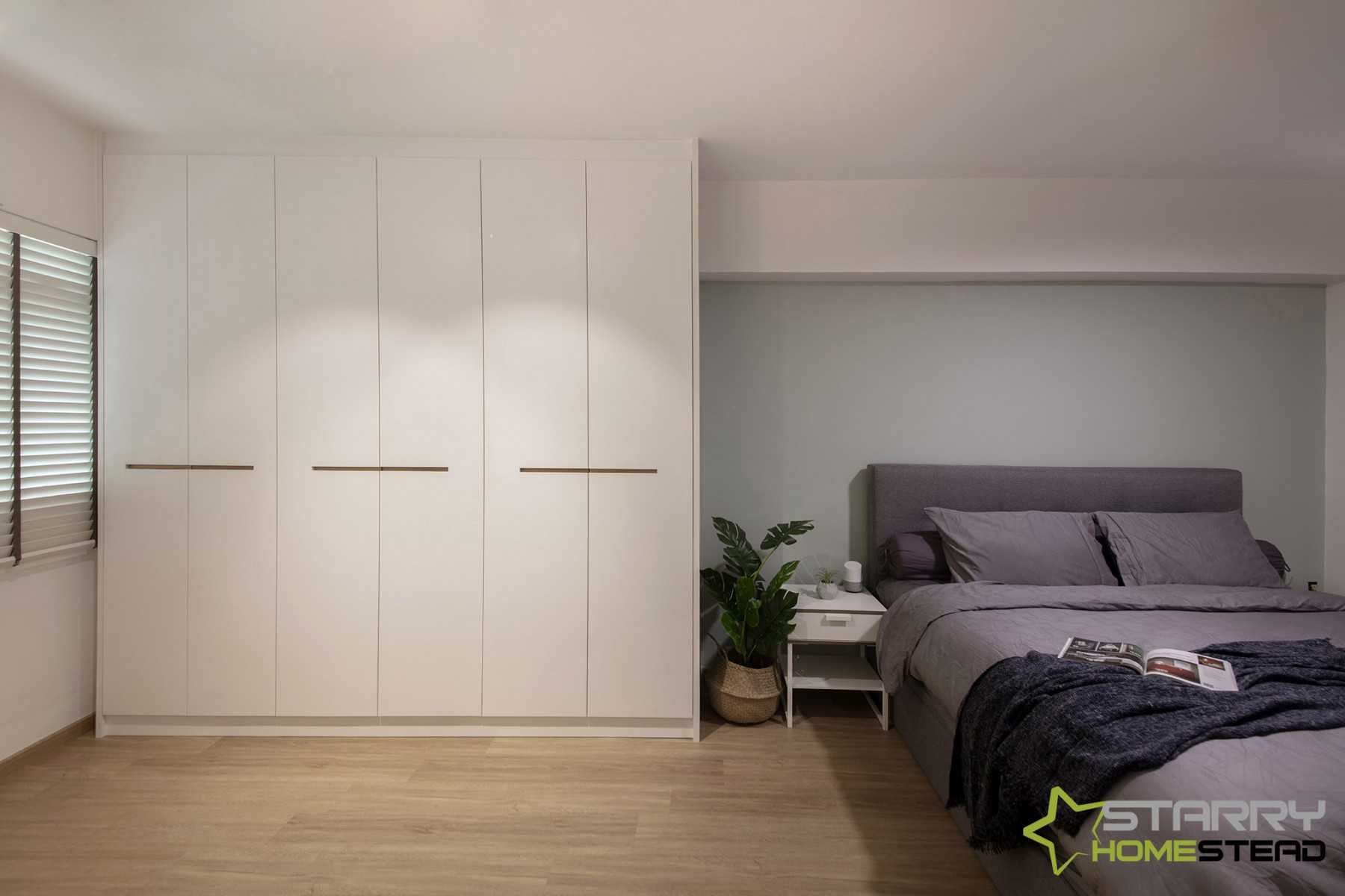Scandinavian Bedroom with Wardrobe and Bedside Table