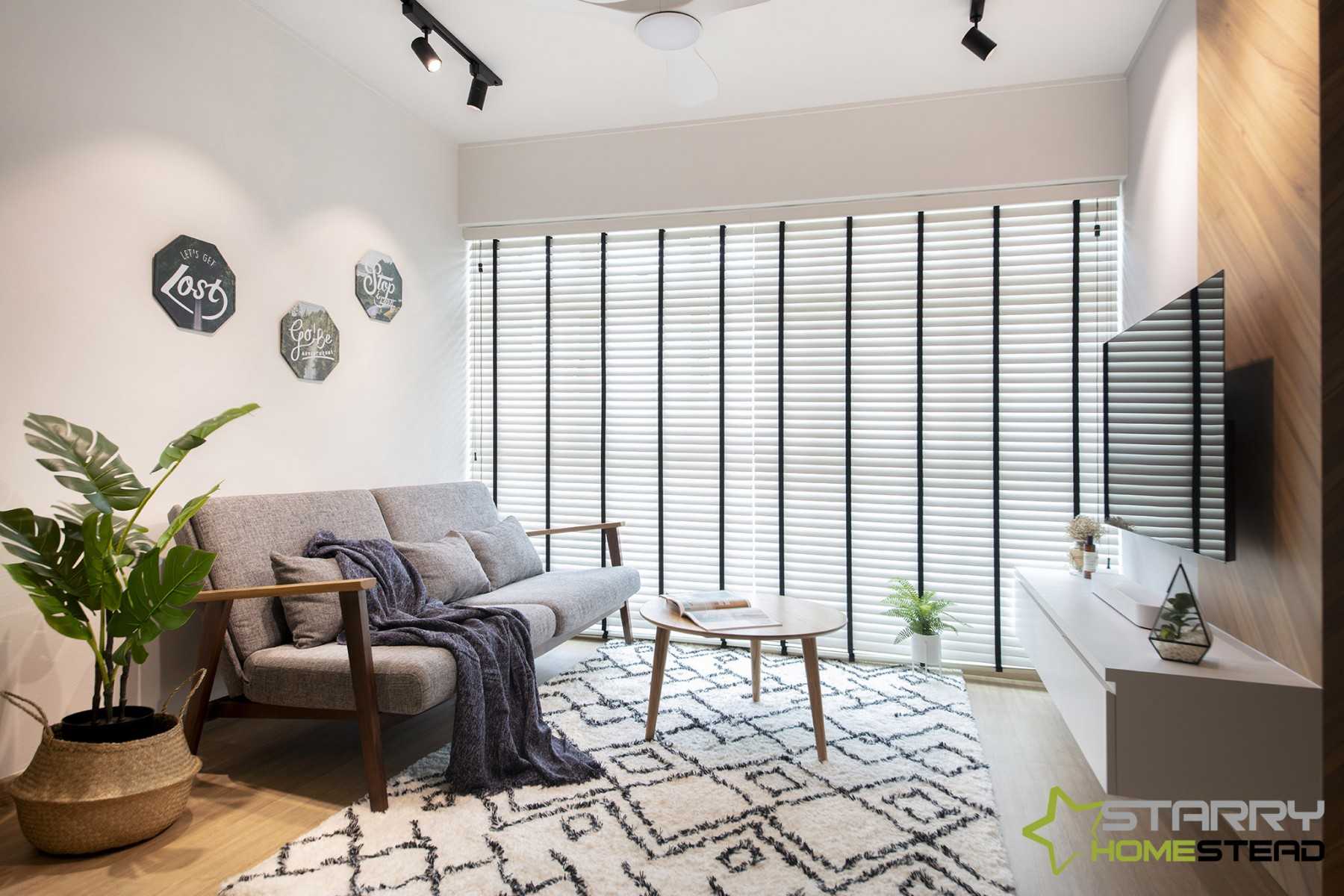 Scandinavian Living Room with TV Console and Feature Wall