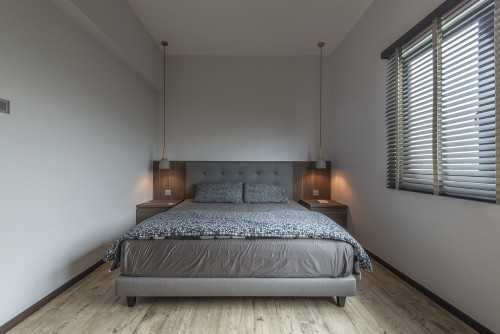 Contemporary Bedroom at H & M Apt
