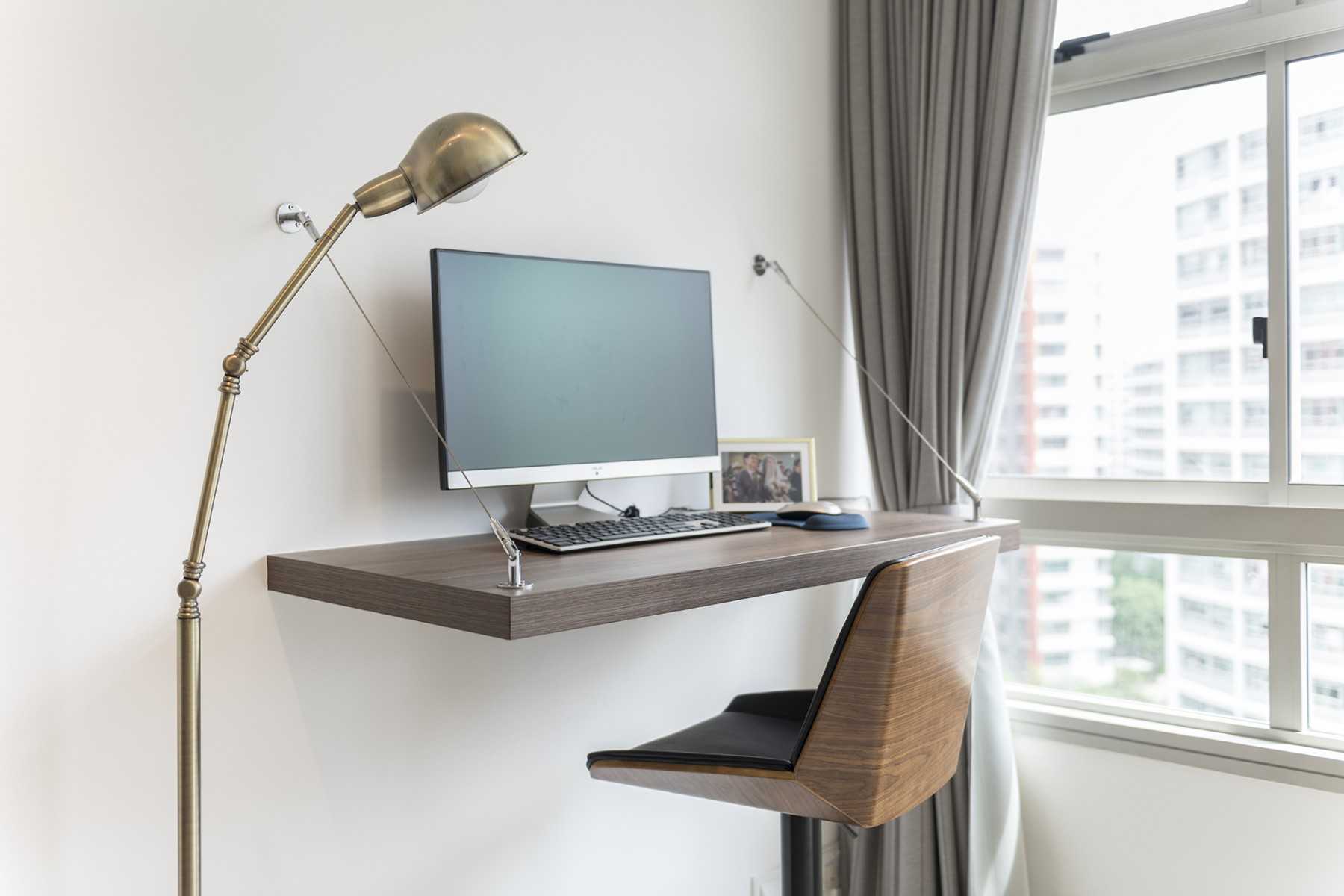 Scandinavian Study with Curtain and Desk Chairs
