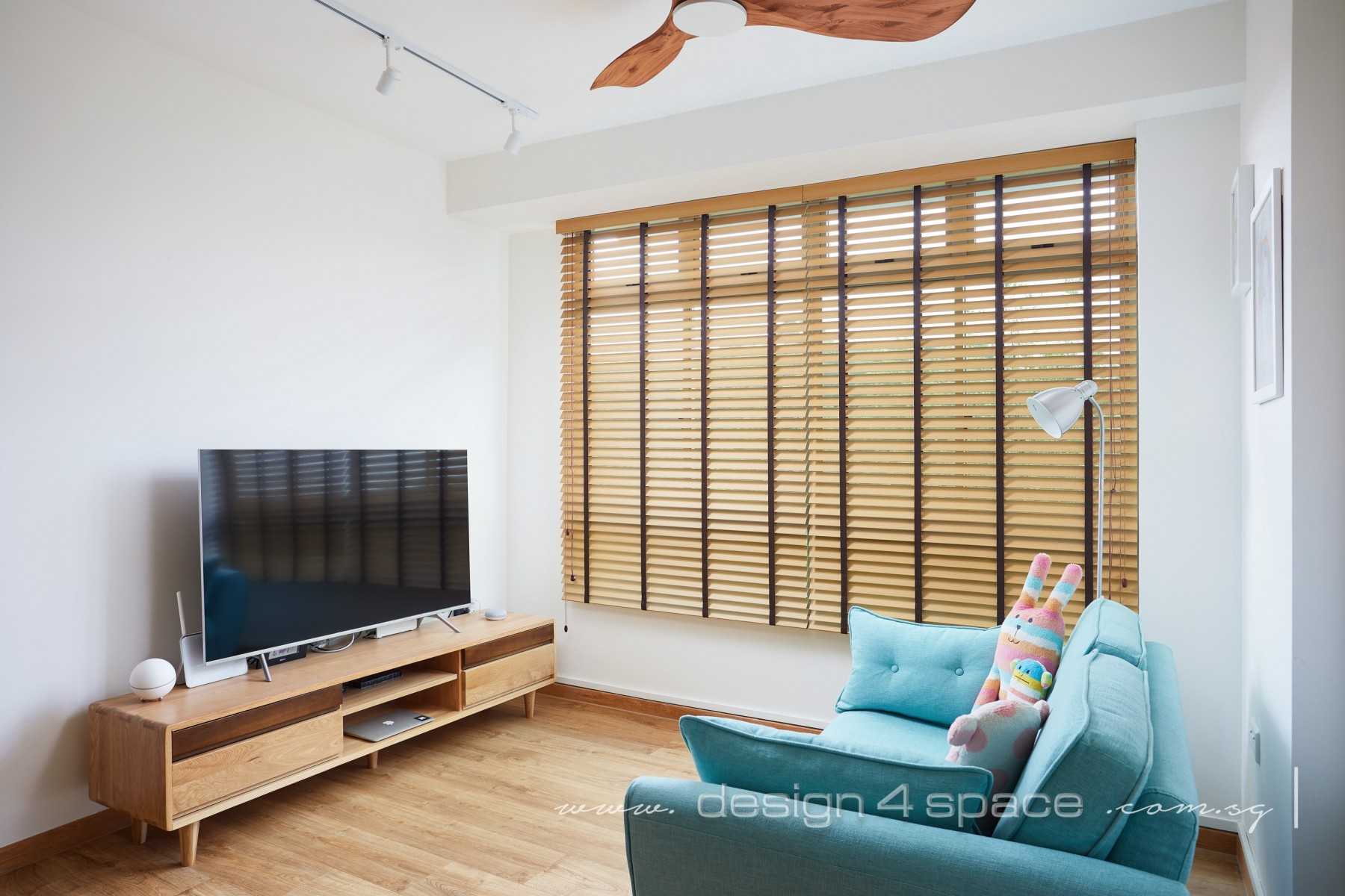 Scandinavian Living Room with TV Console and Feature Wall