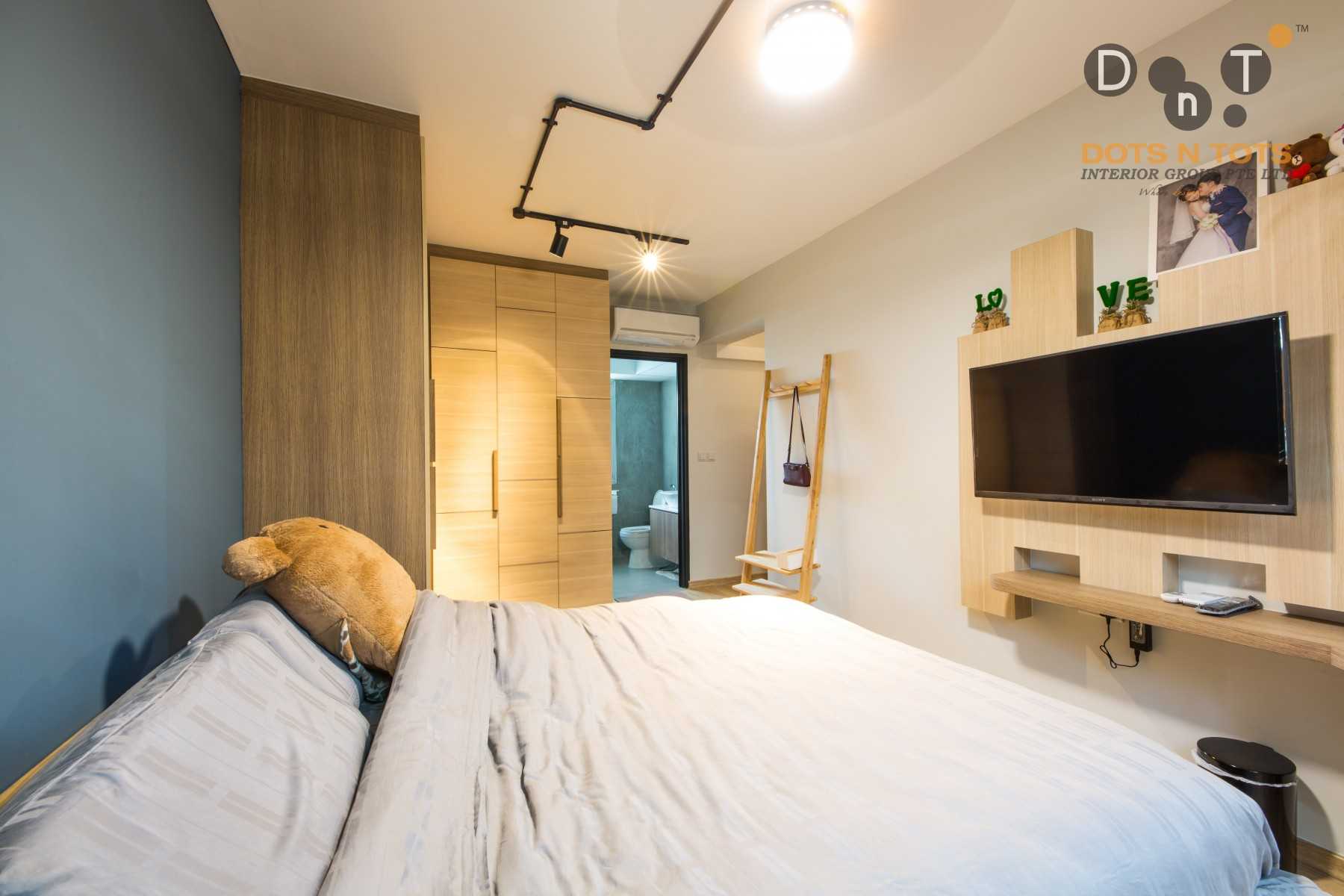 Industrial Bedroom with Platform Bed and Vinyl Flooring