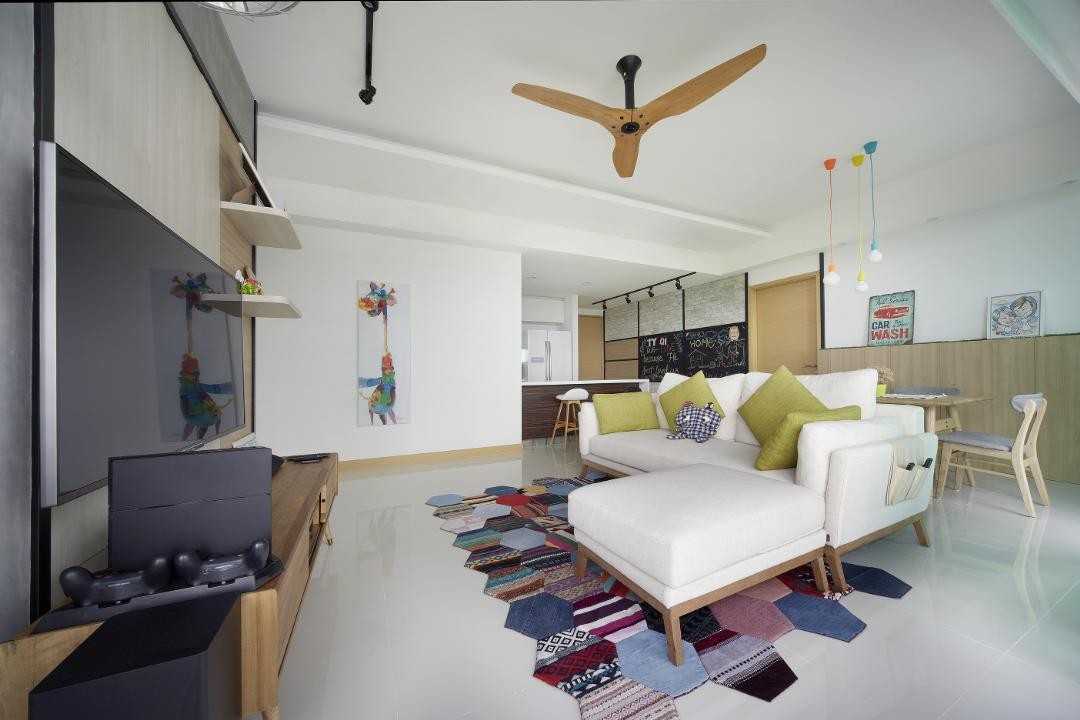 Scandinavian Living Room with TV Console and Sofa