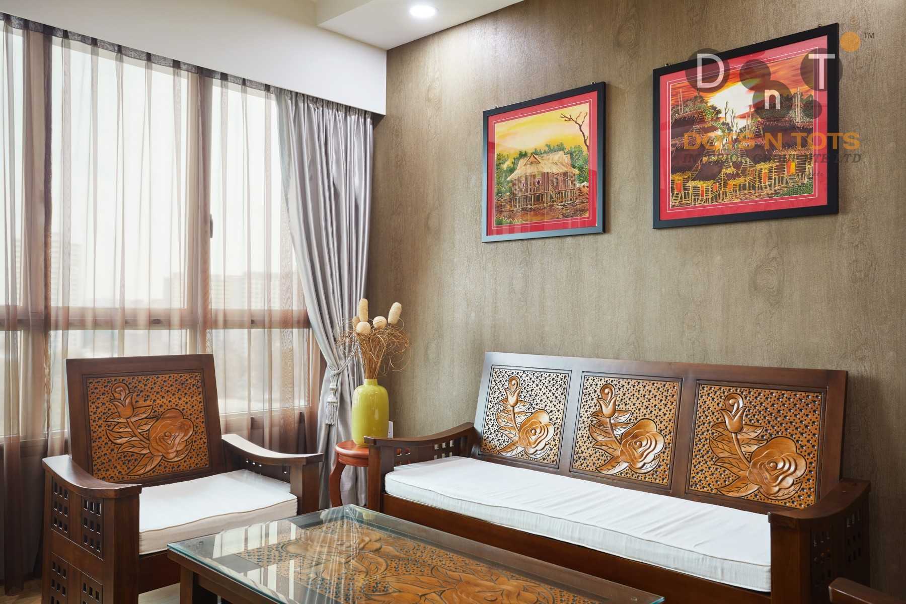 Asian Living Room with TV Console and Sofa