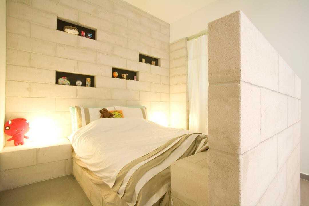 Eclectic Bedroom with Feature Wall and Bedside Table