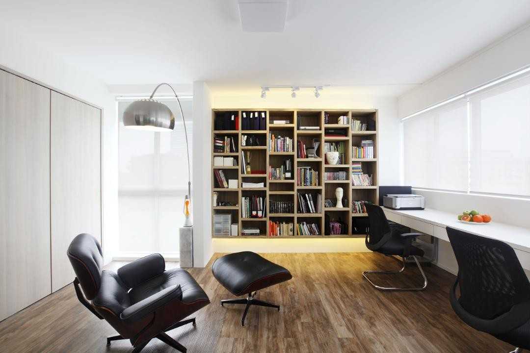 Modern Study with Bookshelf and Console Table