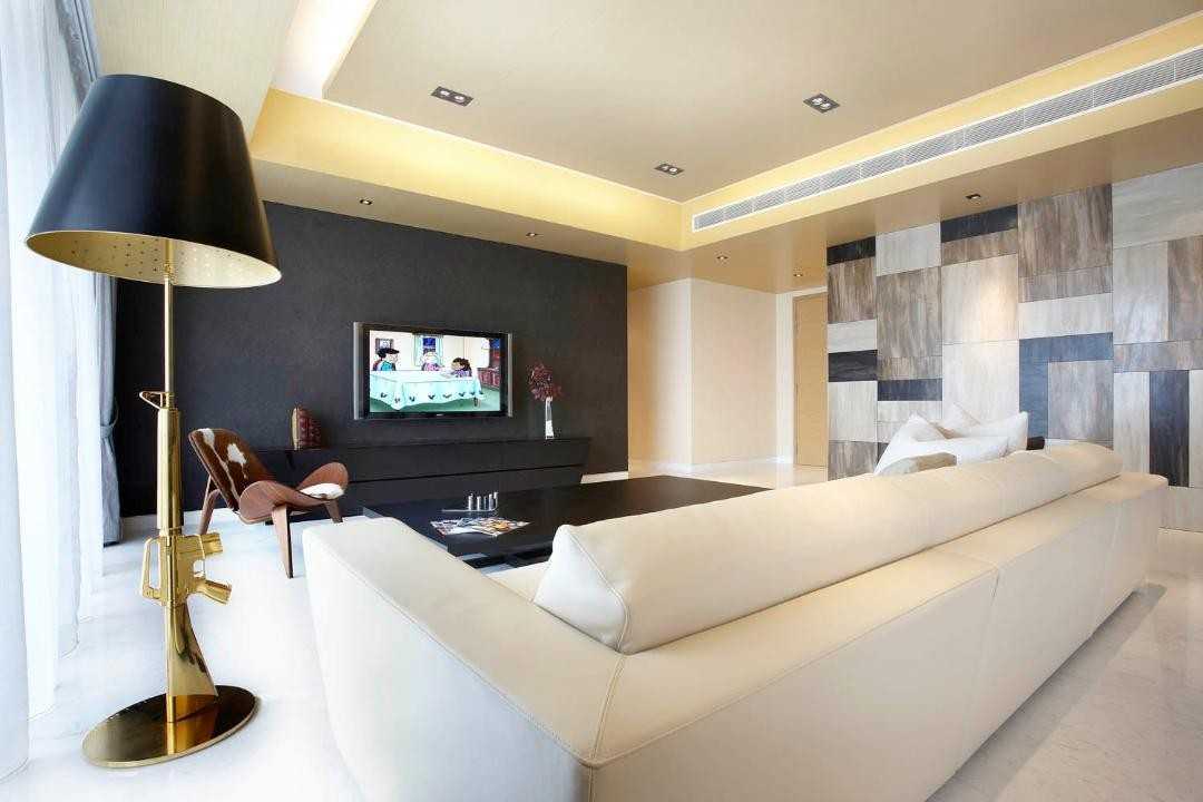 Modern Living Room with TV Console and Feature Wall