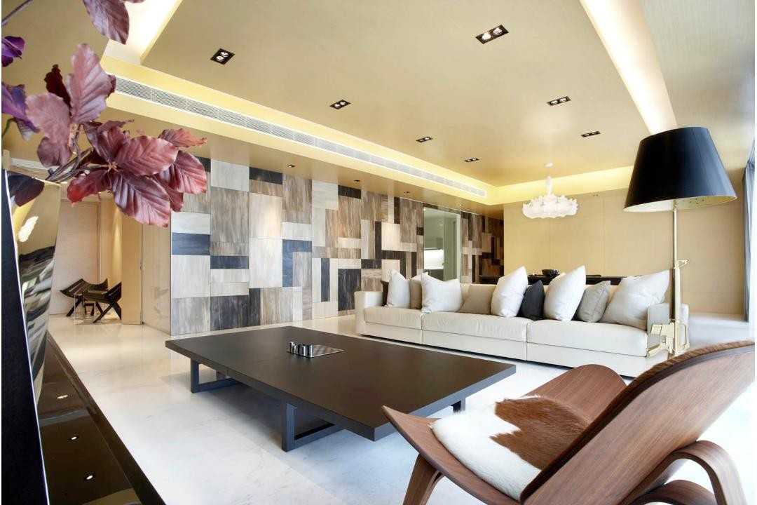 Modern Living Room with Feature Wall and Cove Lighting